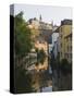 Town Houses Reflected in Canal, Grund District, Luxembourg City, Grand Duchy of Luxembourg-Christian Kober-Stretched Canvas