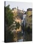 Town Houses Reflected in Canal, Grund District, Luxembourg City, Grand Duchy of Luxembourg-Christian Kober-Stretched Canvas