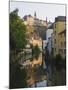 Town Houses Reflected in Canal, Grund District, Luxembourg City, Grand Duchy of Luxembourg-Christian Kober-Mounted Photographic Print