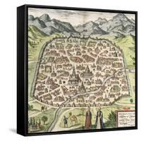 Town Map of Damascus, Syria, 1620-null-Framed Stretched Canvas