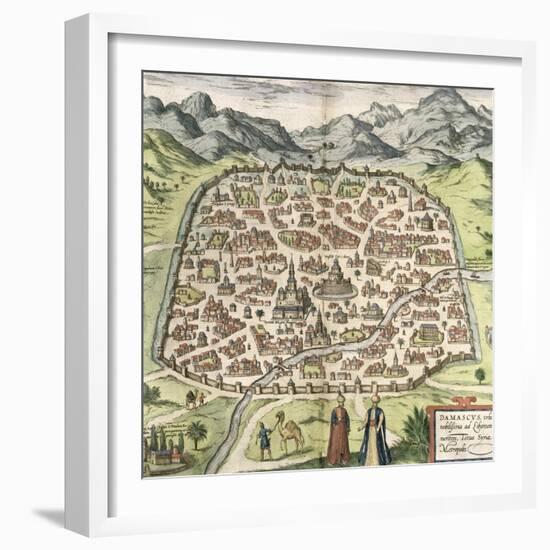 Town Map of Damascus, Syria, 1620-null-Framed Giclee Print