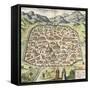 Town Map of Damascus, Syria, 1620-null-Framed Stretched Canvas