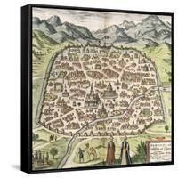 Town Map of Damascus, Syria, 1620-null-Framed Stretched Canvas