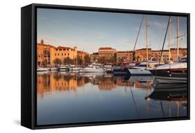 Town Marina at Sunset, Propriano, Corsica, France-Walter Bibikow-Framed Stretched Canvas