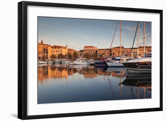 Town Marina at Sunset, Propriano, Corsica, France-Walter Bibikow-Framed Photographic Print