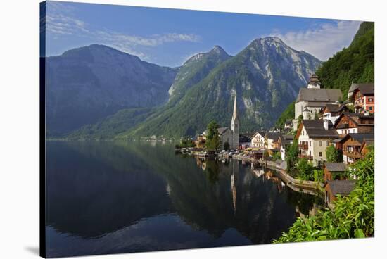 Town of Hallstatt, UNESCO World Heritage Site, on Lake Hallstatt, Salzkammergut, Upper Austria, Aus-Hans-Peter Merten-Stretched Canvas