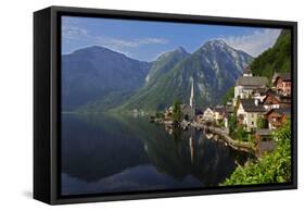 Town of Hallstatt, UNESCO World Heritage Site, on Lake Hallstatt, Salzkammergut, Upper Austria, Aus-Hans-Peter Merten-Framed Stretched Canvas