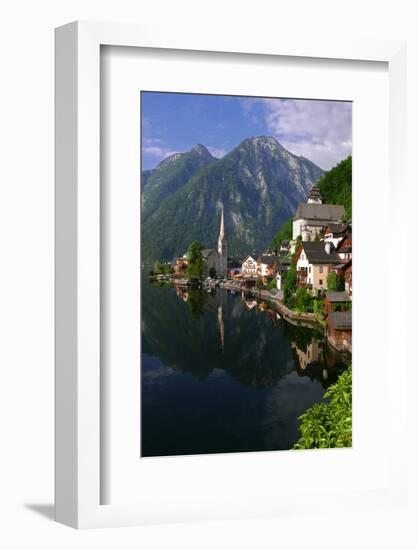 Town of Hallstatt, UNESCO World Heritage Site, on Lake Hallstatt, Salzkammergut, Upper Austria, Aus-Hans-Peter Merten-Framed Photographic Print