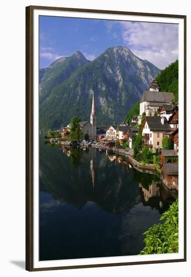 Town of Hallstatt, UNESCO World Heritage Site, on Lake Hallstatt, Salzkammergut, Upper Austria, Aus-Hans-Peter Merten-Framed Premium Photographic Print