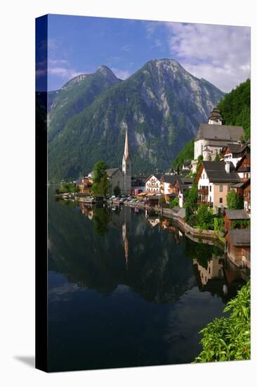 Town of Hallstatt, UNESCO World Heritage Site, on Lake Hallstatt, Salzkammergut, Upper Austria, Aus-Hans-Peter Merten-Stretched Canvas