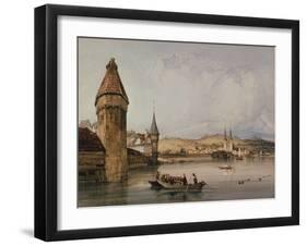 Town of Lucerne, on the lake of Quatre Cantons, 1838 watercolor-William Callow-Framed Giclee Print