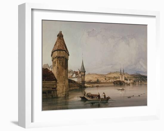 Town of Lucerne, on the lake of Quatre Cantons, 1838 watercolor-William Callow-Framed Giclee Print