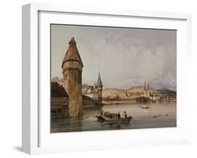 Town of Lucerne, on the lake of Quatre Cantons, 1838 watercolor-William Callow-Framed Giclee Print