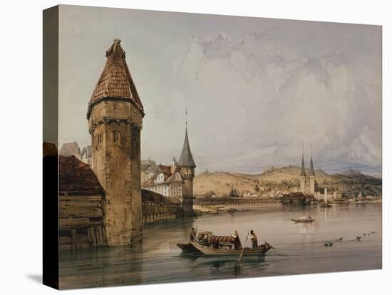Town of Lucerne, on the lake of Quatre Cantons, 1838 watercolor-William Callow-Stretched Canvas