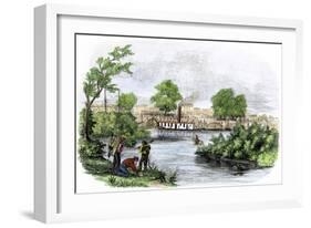Town of Marysville, California, during the California Gold Rush, c.1850-null-Framed Giclee Print