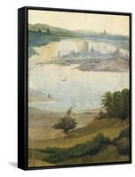 Town on Island in Lake, from Adoration of the Magi, Tripytch, C.1495-Hieronymus Bosch-Framed Stretched Canvas