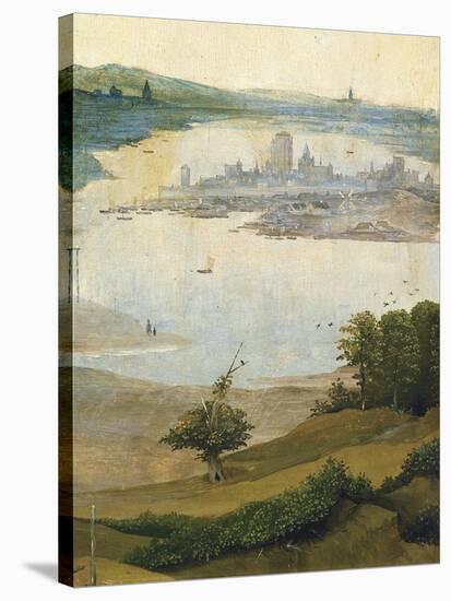 Town on Island in Lake, from Adoration of the Magi, Tripytch, C.1495-Hieronymus Bosch-Stretched Canvas