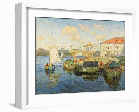 Town on the Volga River, 1913-Konstantin Ivanovich Gorbatov-Framed Giclee Print