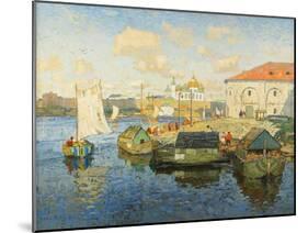 Town on the Volga River, 1913-Konstantin Ivanovich Gorbatov-Mounted Giclee Print