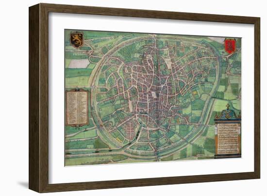 Town Plan of Brussels, from Civitates Orbis Terrarum by Georg Braun-Joris Hoefnagel-Framed Giclee Print