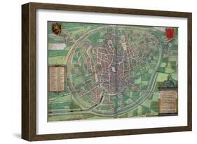 Town Plan of Brussels, from Civitates Orbis Terrarum by Georg Braun-Joris Hoefnagel-Framed Giclee Print