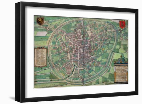 Town Plan of Brussels, from Civitates Orbis Terrarum by Georg Braun-Joris Hoefnagel-Framed Giclee Print