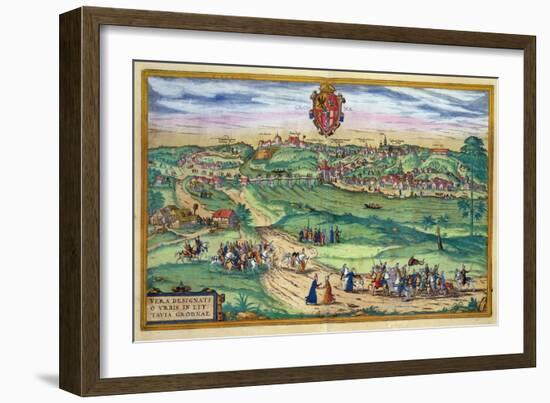 Town Plan of Grodno, from "Civitates Orbis Terrarum" by Georg Braun and Frans Hogenberg, circa 1572-Joris Hoefnagel-Framed Giclee Print