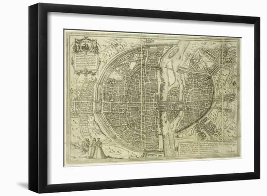 Town Plan of Paris, 1572-Braun and Hogenberg-Framed Giclee Print