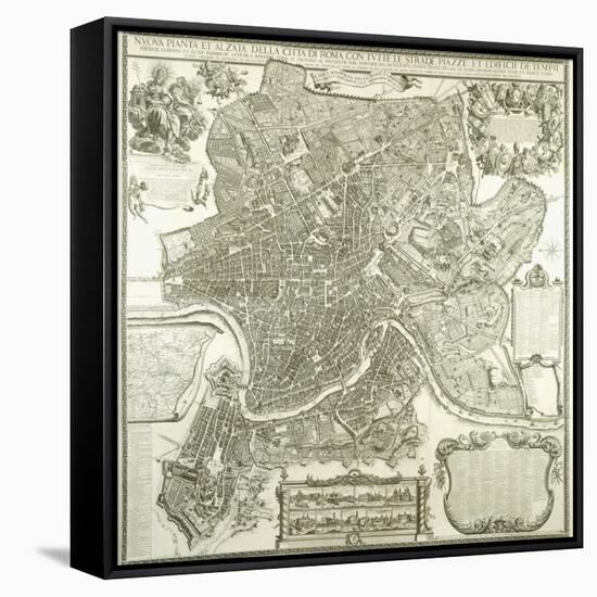 Town Plan of Rome, 1730-Giovanni Battista Falda-Framed Stretched Canvas