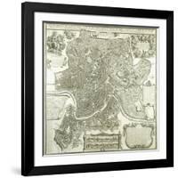 Town Plan of Rome, 1730-Giovanni Battista Falda-Framed Giclee Print