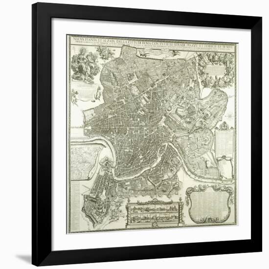 Town Plan of Rome, 1730-Giovanni Battista Falda-Framed Giclee Print