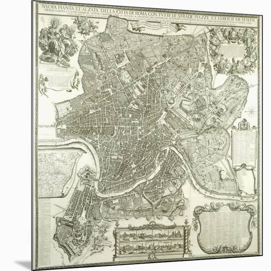 Town Plan of Rome, 1730-Giovanni Battista Falda-Mounted Giclee Print
