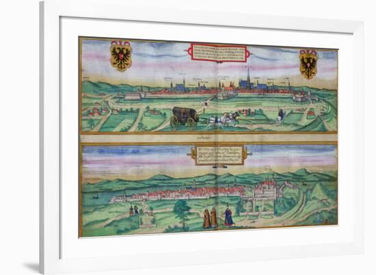 Town Plan of Vienna and Buda, from "Civitates Orbis Terrarum"-Joris Hoefnagel-Framed Giclee Print