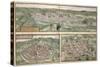 Town Plans of Rouen, Nimes and Bordeaux, from Civitates Orbis Terrarum by Georg Braun-Joris Hoefnagel-Stretched Canvas