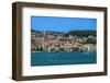 Town seafront panorama with low-rise buildings, Argostoli, Cephalonia Ionia Islands, Greek Islands-bestravelvideo-Framed Photographic Print