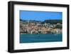 Town seafront panorama with low-rise buildings, Argostoli, Cephalonia Ionia Islands, Greek Islands-bestravelvideo-Framed Photographic Print