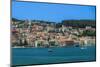 Town seafront panorama with low-rise buildings, Argostoli, Cephalonia Ionia Islands, Greek Islands-bestravelvideo-Mounted Photographic Print