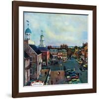 "Town Square, New Castle Delaware," March 17, 1962-John Falter-Framed Giclee Print