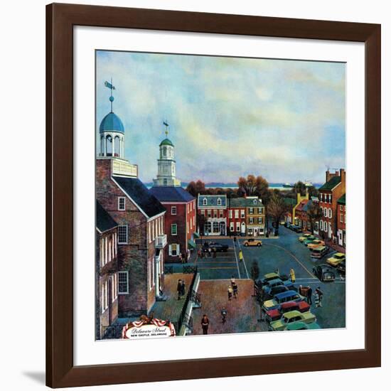 "Town Square, New Castle Delaware," March 17, 1962-John Falter-Framed Giclee Print