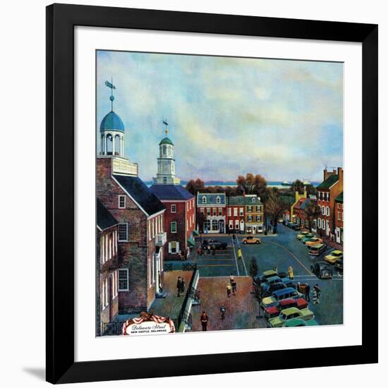 "Town Square, New Castle Delaware," March 17, 1962-John Falter-Framed Giclee Print