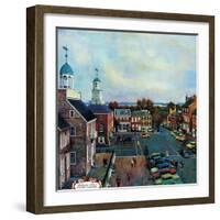 "Town Square, New Castle Delaware," March 17, 1962-John Falter-Framed Premium Giclee Print