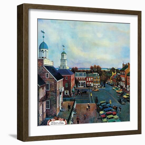 "Town Square, New Castle Delaware," March 17, 1962-John Falter-Framed Premium Giclee Print