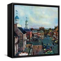 "Town Square, New Castle Delaware," March 17, 1962-John Falter-Framed Stretched Canvas