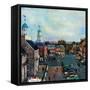 "Town Square, New Castle Delaware," March 17, 1962-John Falter-Framed Stretched Canvas