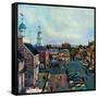 "Town Square, New Castle Delaware," March 17, 1962-John Falter-Framed Stretched Canvas