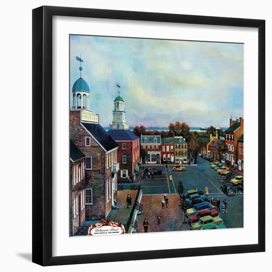 "Town Square, New Castle Delaware," March 17, 1962-John Falter-Framed Giclee Print