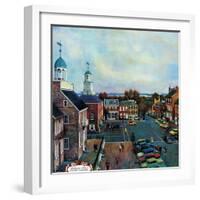 "Town Square, New Castle Delaware," March 17, 1962-John Falter-Framed Giclee Print