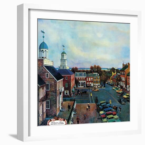 "Town Square, New Castle Delaware," March 17, 1962-John Falter-Framed Giclee Print