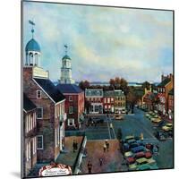 "Town Square, New Castle Delaware," March 17, 1962-John Falter-Mounted Giclee Print