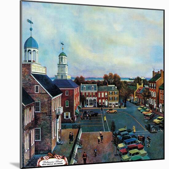 "Town Square, New Castle Delaware," March 17, 1962-John Falter-Mounted Giclee Print
